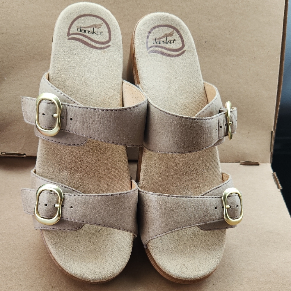 Dansko Tan Mules with Contoured Footbed and Slip-On Design